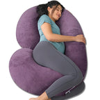 INSEN Pregnancy Pillow,Maternity Body Pillow with Velvet Cover,C Shaped Body Pillow for Sleeping (Cozy Velvet-Lavender)