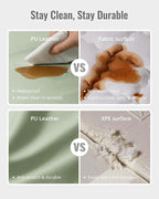 Blissful Diary Vegan Leather Baby Play Mat, 47x47 Thicken Foam Cushioned & Waterproof Playpen Mat for Infants and Toddlers, Stylish and Just Wipe-Clean Playmat for Baby Play on Floor, Light Green