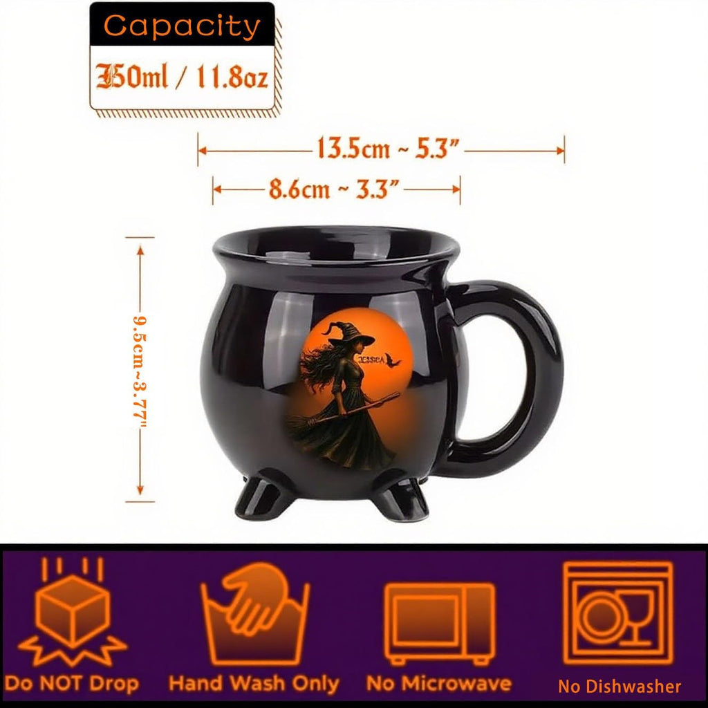 Custom Witch Cauldron Mug, Witch Themed Halloween Coffee Mug, Personalized Witches Brew Halloween Coffee Mug For Women, Besties, Family, Witches Cauldron (2 Pcs)