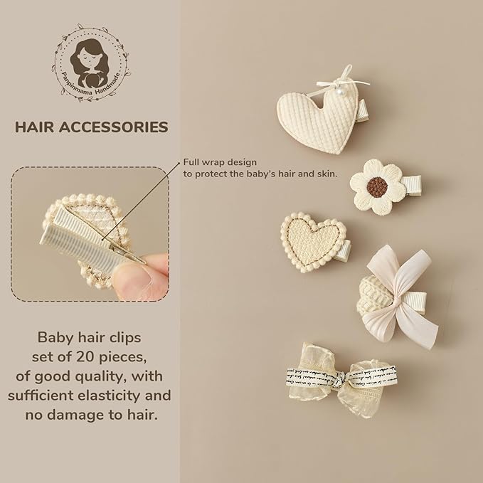 20 PCS Toddler Hair Clips 2.4 Inch Baby Girl Hair Bows Fully Covered Barrettes Infant Hair Accessories for Babies and Kids