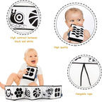 My First Black and White High Contrast Soft Book , Infant Tummy Time Toys, Black and White Baby Cards, Folding Educational Activity Cloth Book Suitable for Boys Girls Toddler