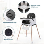 3 in 1 Baby High Chair,Adjustable Convertible Baby High Chairs for Babies and Toddlers,Black