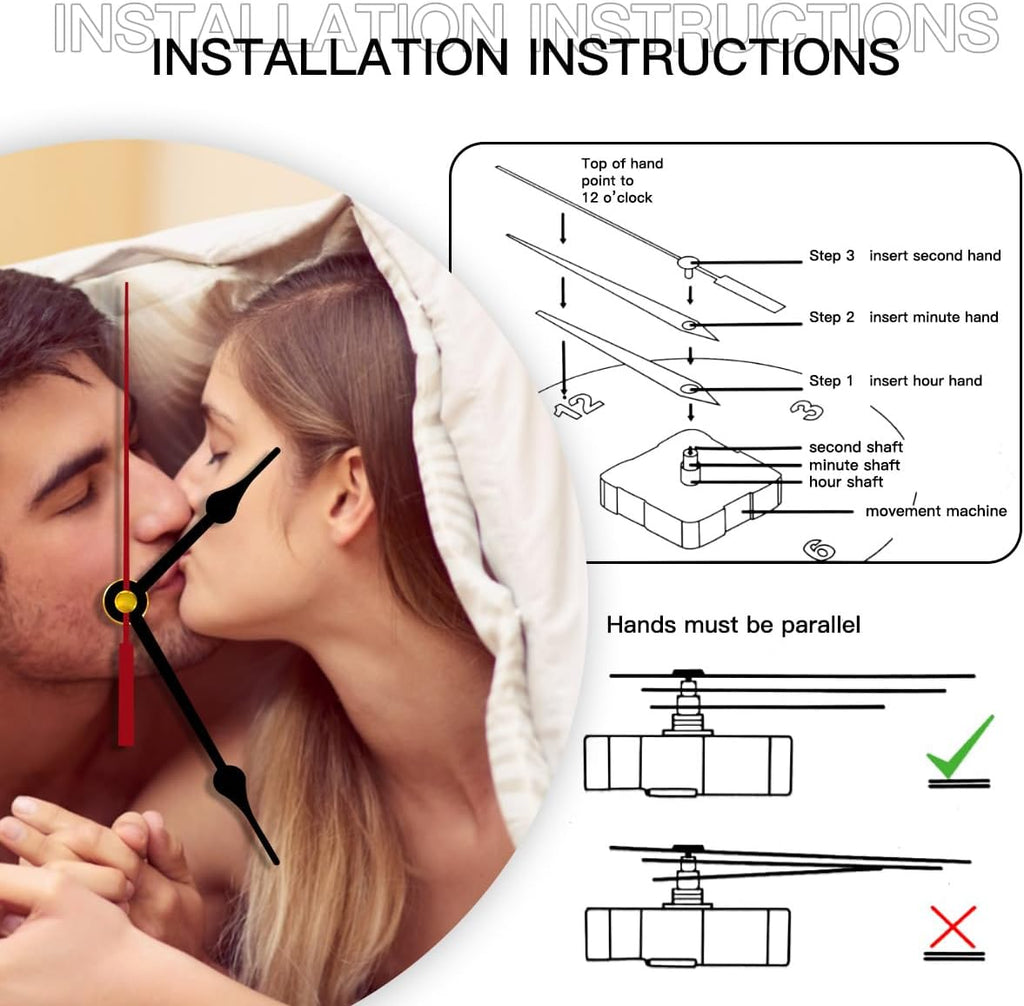 Generic Custom Clocks for Walls Personalized Clocks with Picture That PVC Customized Round Silent Clock for Living Room Wedding Friend Family Lover, 12inch-30cm