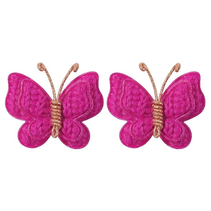 2 Pcs Butterfly Hair Bow Girl, Kid's Cute Hair Clips Barrettes Accessories for Infants Toddlers Baby Kids Fine Hair (Rose Red)