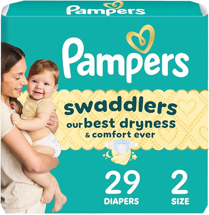 Pampers Swaddlers Diapers, Size 2 (10-22 lbs), 29 Count, Absorbent, Keeps Baby Dry and Comfortable, Skin Safe Disposable Baby Diaper (Packaging May Vary)