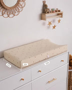 Blissful Diary Muslin Changing Pad Cover for Girls Boys, Ultra Soft Breathable Cotton, Baby Diaper Change Table Pad Covers, 2Pack (Sunshine&Brown)