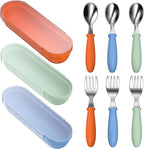 Toddler Utensils, Toddler Forks and Spoons, Baby Stainless Steel Silverware Set with Storage Box for Self Feeding Safe, Dishwasher Safe (3 Set with Case)