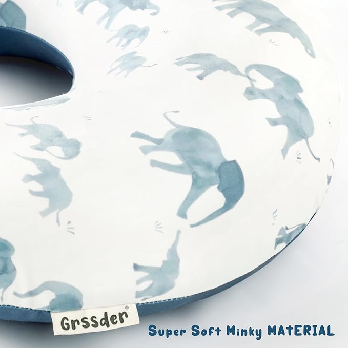 GRSSDER Nursing Pillow Cover Stretchy Minky Removable Nursing Covers for Breastfeeding Pillows, Ultra Soft Comfortable Slipcover for Boy and Girls, Stylish Elephant Pattern