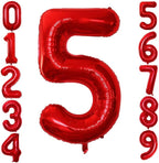 GOER Red Foil Balloons Number 5,Huge Number Balloons for 5th 55th Birthday Party Supplies Anniversary Decorations (3 pcs,42 inch,32 inch,16inch)