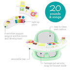Infantino Music & Lights 3-in-1 Discovery Seat and Booster - Convertible Booster, Infant Activity Seat and Feeding Seat with Electronic Piano for Sensory Exploration, for Babies and Toddlers, Mint