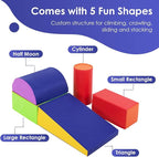 PayLessHere Climbing Toys for Toddlers 5 Piece Corner Foam Climbing Blocks Set with Soft Foam and Strong Structure for Babies 1-3 Crawling and Sliding Activity Play Indoor (CM, 5 Piece)