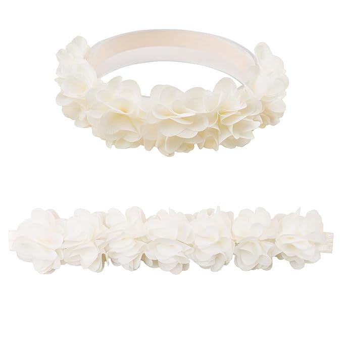 Baby Girl Nylon Headbands Flower Hair Bows Accessories-Elastic Hair Band Crown Handmade FLoral Wraps Birthday Gifts for Girls Newborn Infant Toddler 3Pcs