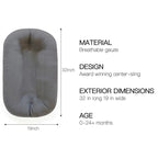 Baby Lounger - Snuggle Cozy Me Infant Lounger for Newborns | Breathable & Soft, Portable Awake-Time Pad, Essential Baby Gift- Grey (Lounger Cover Included)