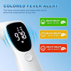 Ear Thermometer for Adults and Kids, Infrared Digital Thermometer - with Fever Alarm and Auxiliary Light, 1 Second Reading, No-Touch Forehead Ear 2 in 1 Mode，Easy to use