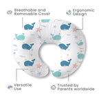Plushii Nursing Pillow for Breastfeeding, Breathable Breast Feeding Pillow and Positioner with Removable Cover for More Support, Tummy Time and Bottle Feeding Support Pillow, Whale