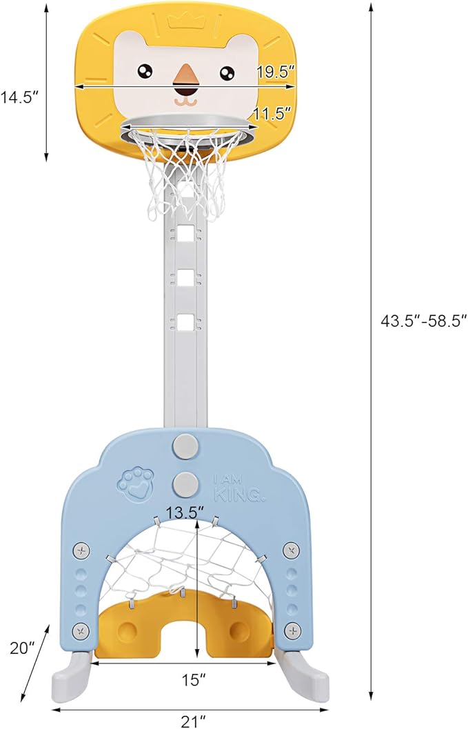 Costzon Kids Basketball Hoop, Toddler Sports Activity Center w/ 5 Adjustable Height Levels, Basketball Soccer Golf Game Set, Indoor Outdoor Basketball Hoop Set Gift for Baby Infant