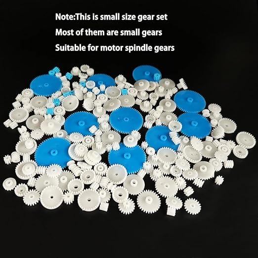 200PCS Module 0.5 Plastic Gear Single Gear Spindle Gear Small Motor Gears for DC Motor RC Car Robot DIY Model Toy Parts (White,Blue)