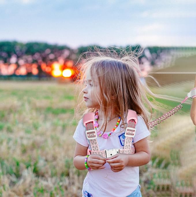 Reflective Toddler Harness with Anti Lost Wrist Link- 3 in 1 Baby Safety Leash with Key Lock Design for Boys/Girls, Walking Wristband Rope Protection Tether Belt, Pink