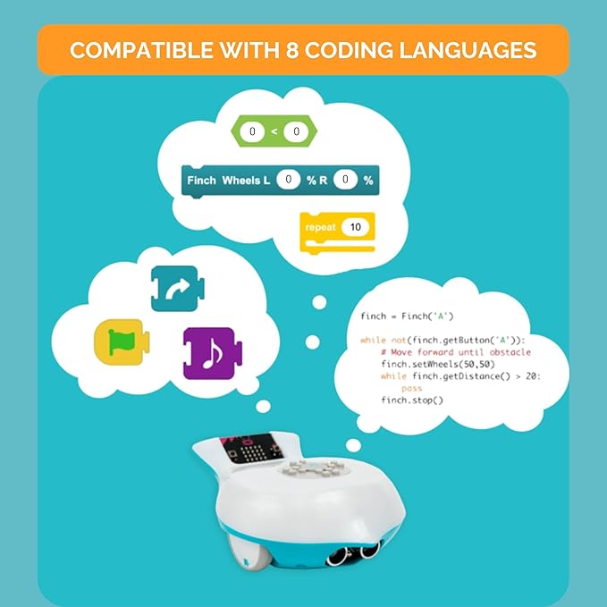 BirdBrain Finch Robot 2.0 with Microbit - STEM Coding Robot Toy for Kids & Adults - Learn Python & 8 Coding Languages - Programmable Robotics Kit - Remote Control & App Controlled | Ages 5-16