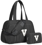 Friend Gifts-Women Duffle Bag with Initial, Personal Item Travel Bags，Gym Bag with Wet Pocket，Lightweight Travel Bags Personalized Tote with Makeup Pouch