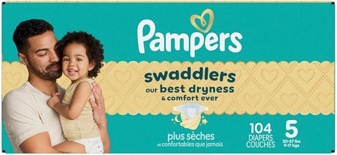 Pampers Baby Diapers - Swaddlers - Size 5, 104 Count, Ultra Absorbent Disposable Infant Diaper