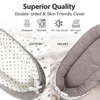 Baby Lounger | Organic Cotton Infant Lounger | Reversible, Adjustable & Portable Floor Lounger | Soft, Breathable, Washable Cover