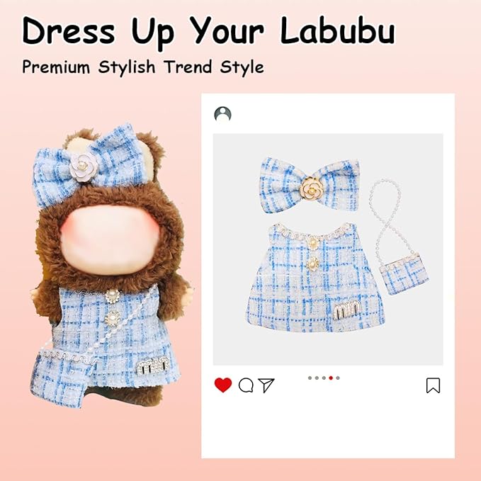 5 Complete Style Clothes Sets for 17cm Dolls - Hat & Overalls Dress Up Outfit for 17cm 15cm Dolls,Designer Outfits Bundle with Luxury/Cute/Sporty Themes, Gift for Doll Lovers (Trendy, 17cm/15cm)