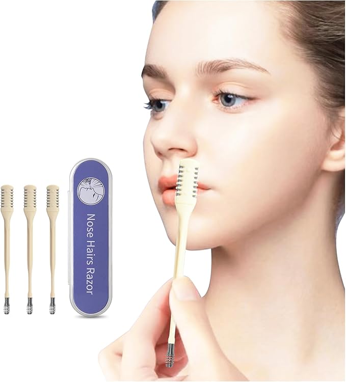 2-in-1 Nasal Hair Cutter for Women,3pcs Double Sided Nasal Hair Cutter,Nostril Hair Remover Tool, 360° Rotating Nose Hair Trimmer with Ear Digger for Men and Women Manual Nose Hair Trimmer