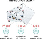 Premium 5-Pack Large Organic Cotton Burp Cloths – 3 Layers, Ultra Soft & Absorbent Burping Towel, Shoulder Towel & Hand Towel