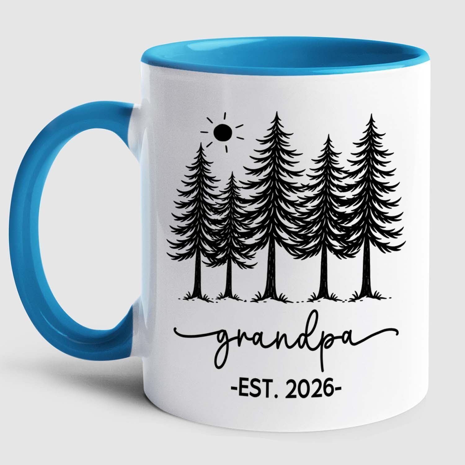 Grandpa EST 2026 Accent Coffee Mug, Personalized Grandpa Mug Gift For Soon To Be Grandfather Pawpaw, Customized Name Grandad White Cup 11 15 Oz, New Grandfather Pregnancy Announcement Ceramic Cup