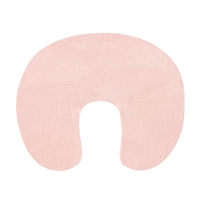 Hooyax Muslin Nursing Pillow Covers Only, Soft and Breathable Nursing Covers for Breastfeeding Pillows, Adorable Infant Feeding Pillow slipcover for Baby Boy and Girls (Pink)