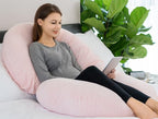 INSEN Pregnancy Pillow,Maternity Body Pillow with Velvet Cover,C Shaped Body Pillow for Sleeping (Cozy Velvet-Pink)