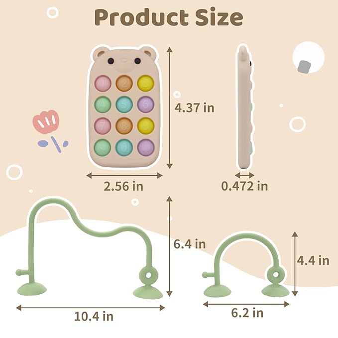 Baby High Chair Suction Toys Teething Chew - Baby Teething Toys Silicone Teethers Table Toys, Food Grade Silicon for 6 12 18 Months (RPinkBeige)