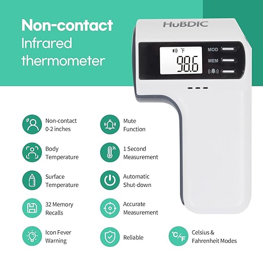 Medical Grade Infrared Non-Contact Forehead Thermometer, Digital Infrared Thermometer for Adults and Kids, Touchless Baby Thermometer, LCD Display and Memory Function (Gold)