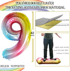 GOER Rainbow Foil Balloons Number 9,Huge Number Balloons for 9th Birthday Party Supplies Anniversary Decorations (3 pcs,42 inch,32 inch,16inch)