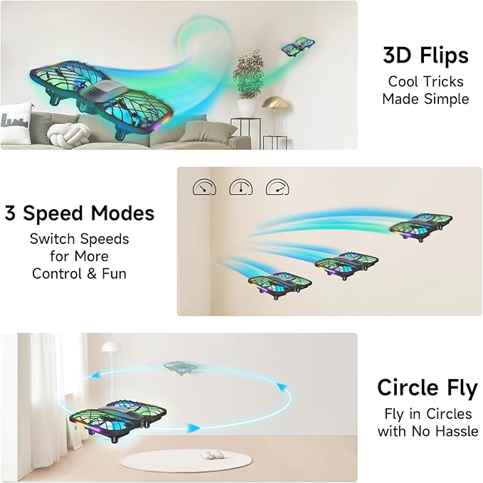 UranHub Drones for Kids 8-12, RC Drone with 720P HD FPV Camera,5 Lighting Modes/2 Batteries/3D Flip/3-Speed/Propeller Protection Cover, Cool Toys Gift for Kids and Beginners(Dark Brown)