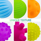 Sensory Ball for Babies 6 to 12 Months, Baby Balls for Toddlers 1-3 Massage Stress Relief, Textured Multi Sensory Balls Gift Sets, Montessori Sensory Toys 6 Spikey Squeeze Ball for Infant Kids