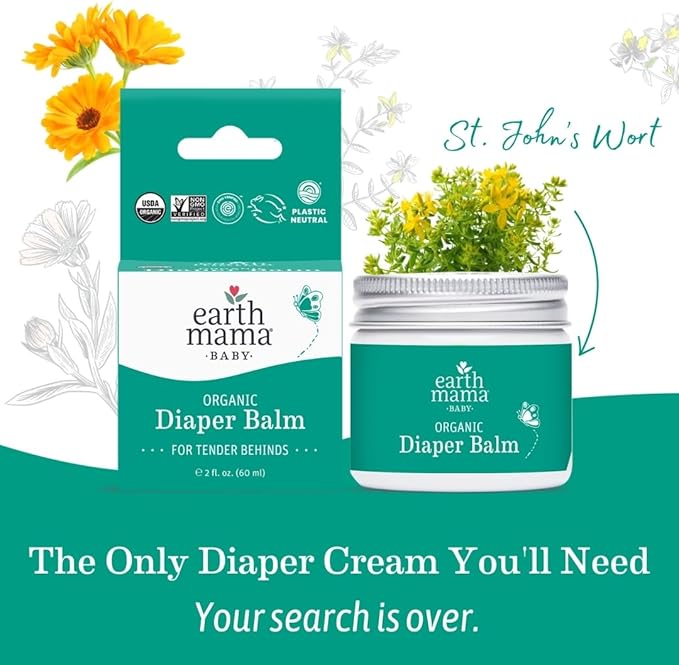 Earth Mama Organic Diaper Balm 2-Ounce | Diaper Cream for Baby | EWG Verified, Petroleum & Artificial Fragrance-Free with Calendula for Sensitive Skin (6-Pack)