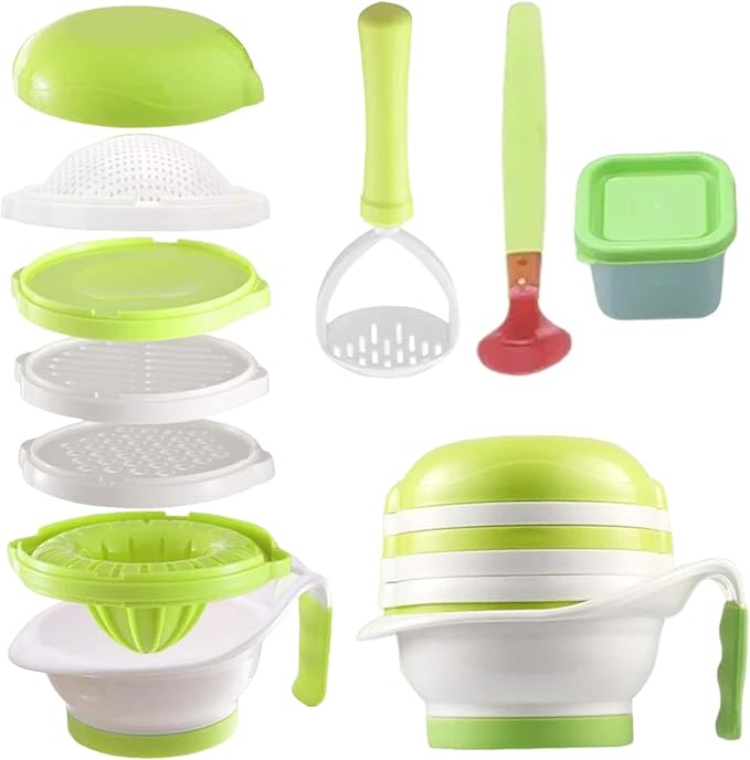 Baby Steamers and Blender 1 Set Baby Food Maker, Food-Grade Mill with Mash Bowl, Hand Masher, Citrus Juicer, Grater, Fruits and Vegetables Infant Puree Maker