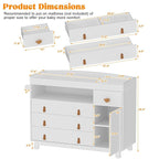 Baby Dresser with Changing Table Top, Baby Changing Table Dresser with 4 Drawers and Adjustable Shelves, Multi-Functional Diaper Changing Station, Nursery Organizer for Kids Bedroom, White
