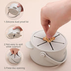 Snack Cups for Toddlers, Baby Snack Containers,Silicone Toddler Snack Cups No Spill, Food Catcher with Lid & Bucket-like Handle, BPA Free & Dishwasher Safe, 9 Ounce Light Green