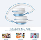 AILIHEN Kids Headphones for School Boys, Headphones with Microphone for Chromebook Laptop Computer Smartphone, 3.5mm Foldable Lightweight Headset for Teen Teenager (Blue)