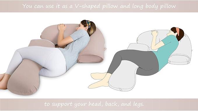 INSEN Pregnancy Pillow for Sleeping,Maternity Body Pillow for Pregnancy Women,Pregnancy Support Pillow for Back, Hip Pain, Apricot