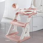 PandaEar Potty Training Seat with Step Stool Ladder, Toddler Toilet Seat for Kids Boys Girls, Comfortable Safe Potty Seat with Anti-Slip Pads Ladder & Bear Design -Pink