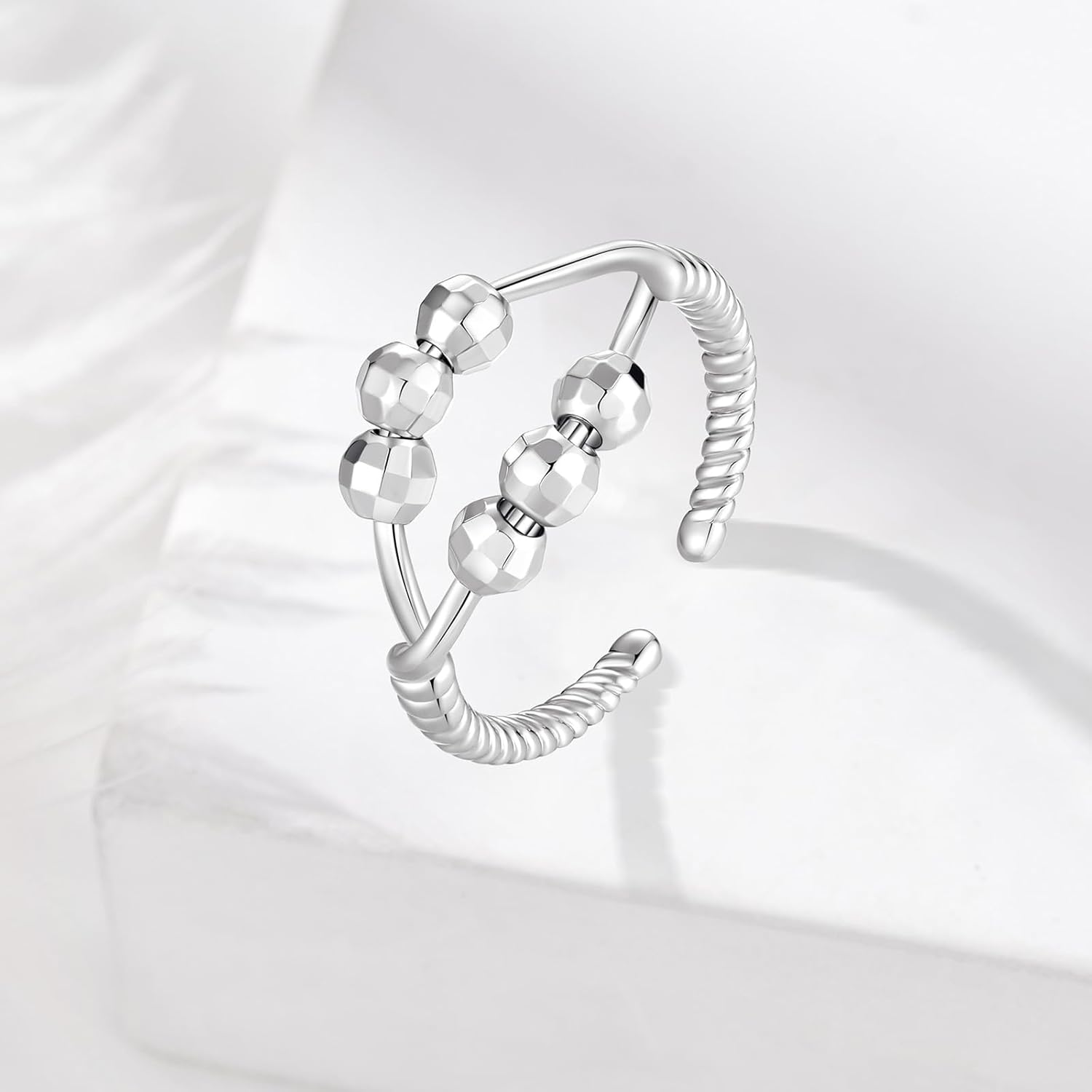 INFUSEU Funny Spinner Fidget Rings for Women Girls Anti Anxiety Stress Worry, Adjustable Size