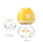 YOHKOH Newborn Glass Baby Bottles with Slow Flow Nipple for 0+ Months, Wide Neck Feeding Bottle, 2.7oz/80ml (Yellow, 2.7oz (Pack of 2))