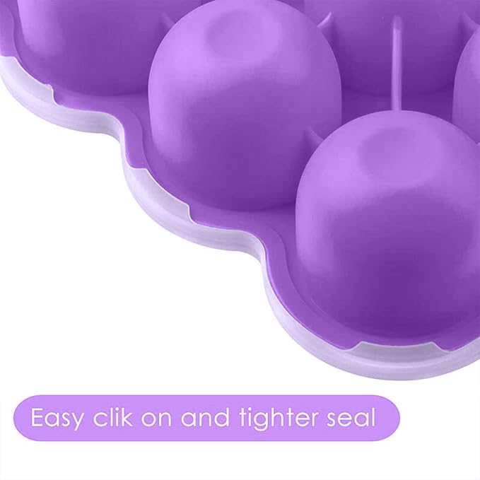 Samuelworld Baby Food Storage Container, 12 Portions x 2.5oz - BPA Free Silicone Freezer Tray with Clip-On Lid for Breast Milk Storage, Homemade Baby Food, Vegetable & Fruit Purees - Purple