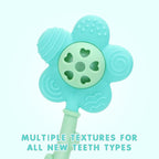 Baby Teething Toys, Teether and Rattle 2-in-1 for Babies 0-6 Months, Food Grade Silicone Teethers for Baies 3-6 6-12 Months, Infant Teething Relief Chew Toys, Sunnyflower Teether Toy BPA Free - Blue