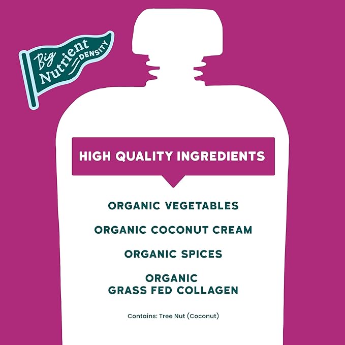 Serenity Kids 6+ Months Dairy-Free Smoothie Baby Food Pouch - USDA Organic - Grass Fed Collagen Protein - 3.5 Ounce BPA-Free Pouch - Beet & Carrot - 6 Count