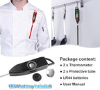 BOMATA 2 Pack Waterproof IPX7 Meat Thermometer Instant Read Food Thermometer with Long Probe for Water, Liquid, Kitchen Cooking, Grill,BBQ ! T101 X 2 Pcs (Black & Red)…